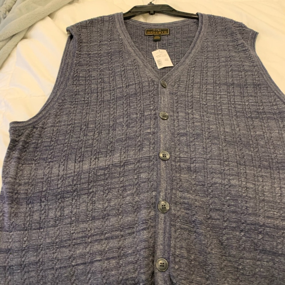 Jos. A. Bank Blue Cardigan Sweater Vest